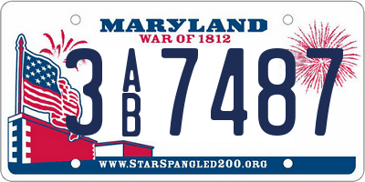 MD license plate 3AB7487