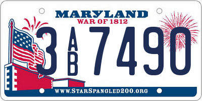 MD license plate 3AB7490