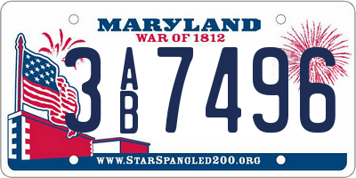 MD license plate 3AB7496