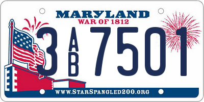MD license plate 3AB7501
