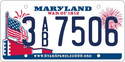 MD license plate 3AB7506