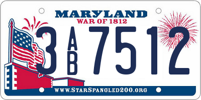 MD license plate 3AB7512