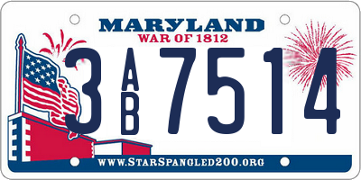 MD license plate 3AB7514