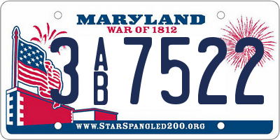 MD license plate 3AB7522