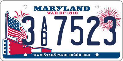 MD license plate 3AB7523