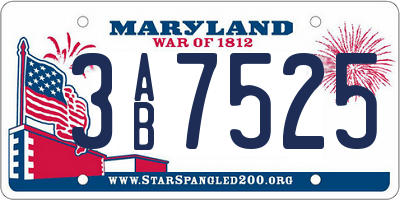 MD license plate 3AB7525