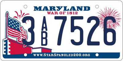 MD license plate 3AB7526