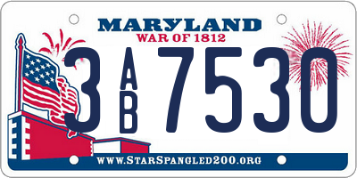 MD license plate 3AB7530