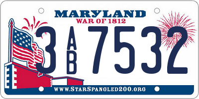 MD license plate 3AB7532