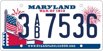 MD license plate 3AB7536