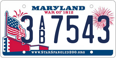 MD license plate 3AB7543