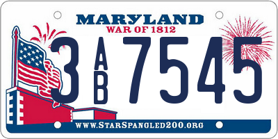 MD license plate 3AB7545