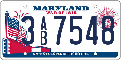 MD license plate 3AB7548