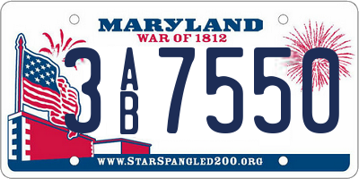 MD license plate 3AB7550