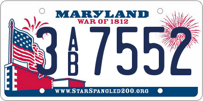 MD license plate 3AB7552
