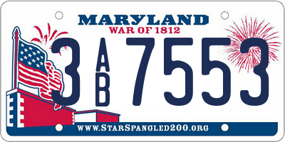 MD license plate 3AB7553