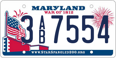 MD license plate 3AB7554