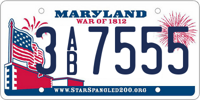 MD license plate 3AB7555