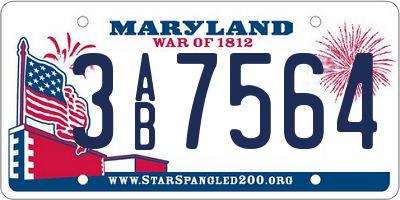 MD license plate 3AB7564