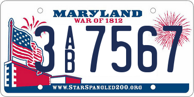 MD license plate 3AB7567