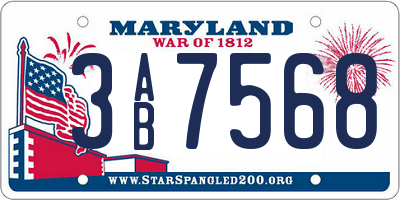 MD license plate 3AB7568