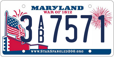MD license plate 3AB7571