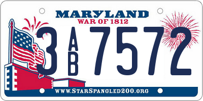 MD license plate 3AB7572