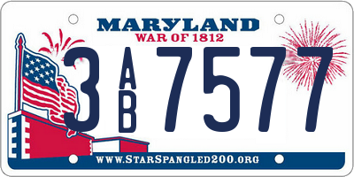 MD license plate 3AB7577