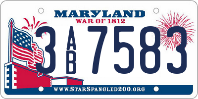 MD license plate 3AB7583