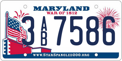 MD license plate 3AB7586