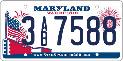 MD license plate 3AB7588