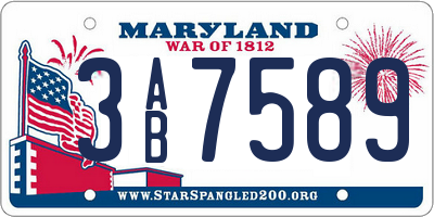MD license plate 3AB7589