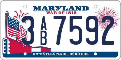 MD license plate 3AB7592