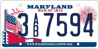 MD license plate 3AB7594