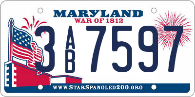 MD license plate 3AB7597