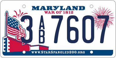MD license plate 3AB7607