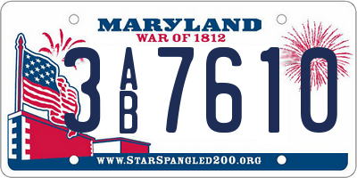 MD license plate 3AB7610