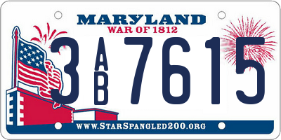 MD license plate 3AB7615