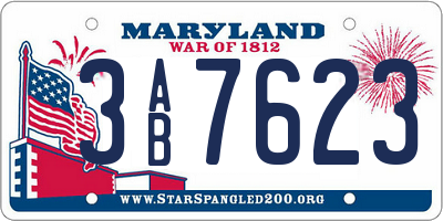 MD license plate 3AB7623