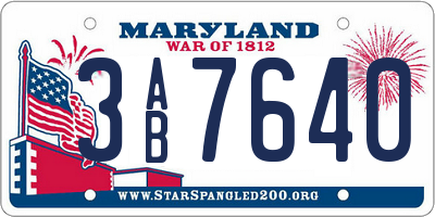 MD license plate 3AB7640