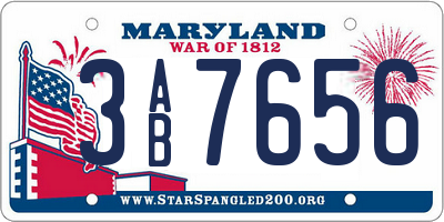 MD license plate 3AB7656