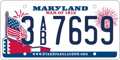 MD license plate 3AB7659