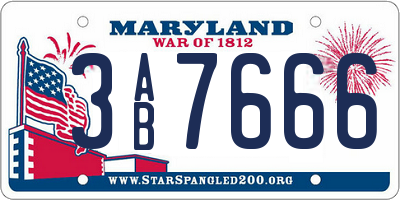 MD license plate 3AB7666