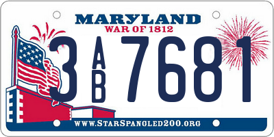 MD license plate 3AB7681