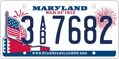 MD license plate 3AB7682