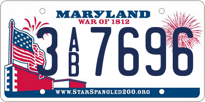 MD license plate 3AB7696
