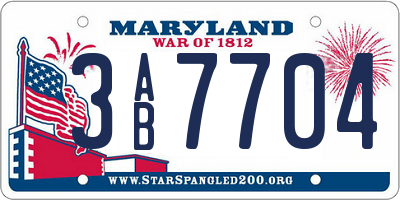 MD license plate 3AB7704