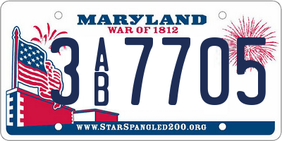 MD license plate 3AB7705