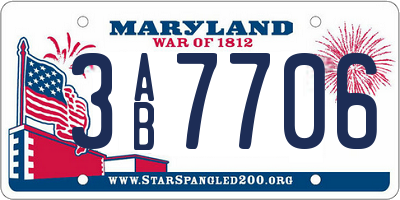 MD license plate 3AB7706