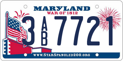 MD license plate 3AB7721